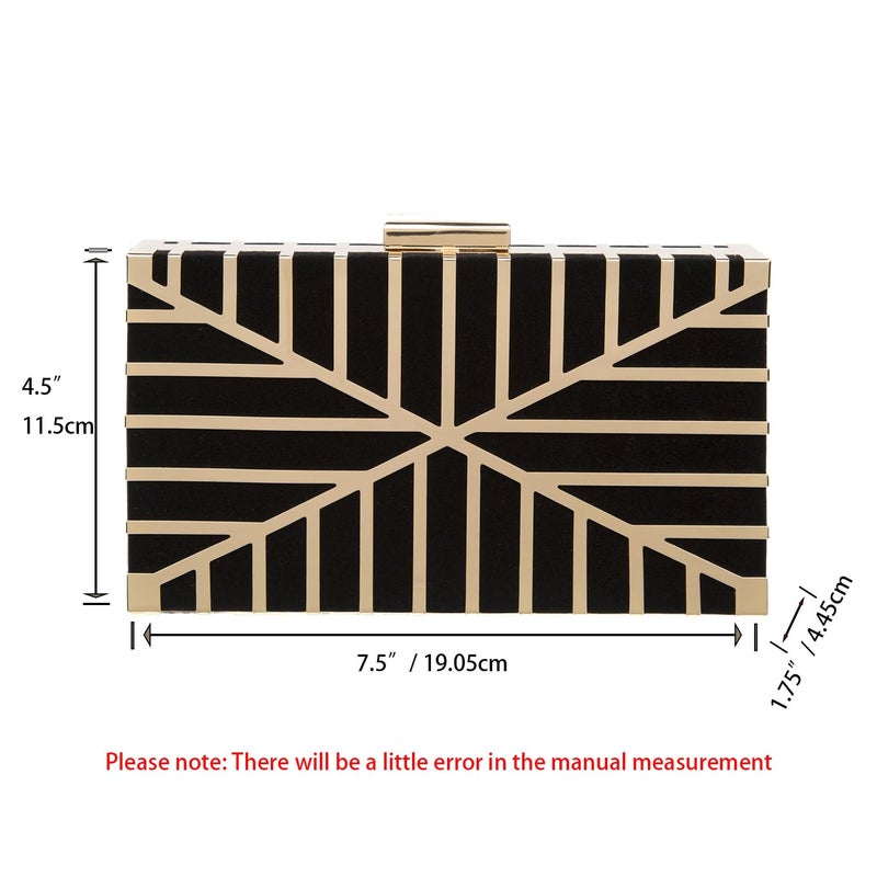 CARIEDO Women Evening Bag Elegant Clutch Purse Exquisite Velvet Metal Hollow out Handbags Prom Wedding Party (1732 Black) - Image 4
